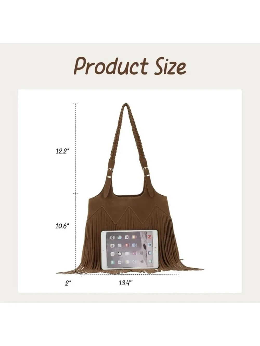 Chic Fringe Shoulder Bag for Women | Western Hobo Purse | Vegan Faux Suede